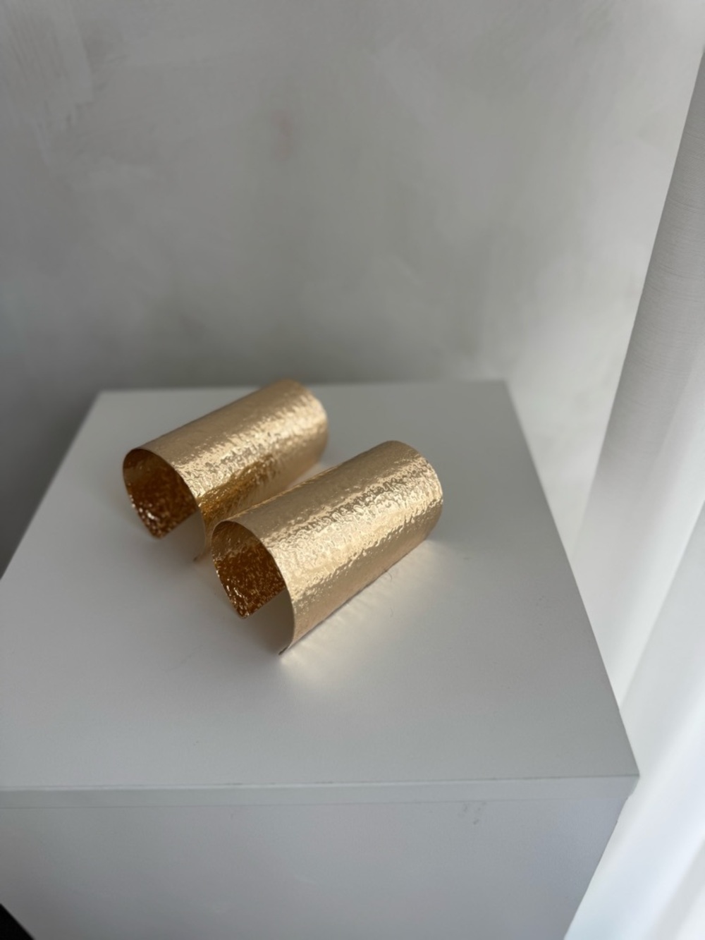Gold Textured Metal cuffs - Set of 2